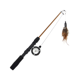 幼猫钓鱼竿逗猫棒可伸缩长杆羽毛带铃铛猫咪互动玩具耐咬宠物用品