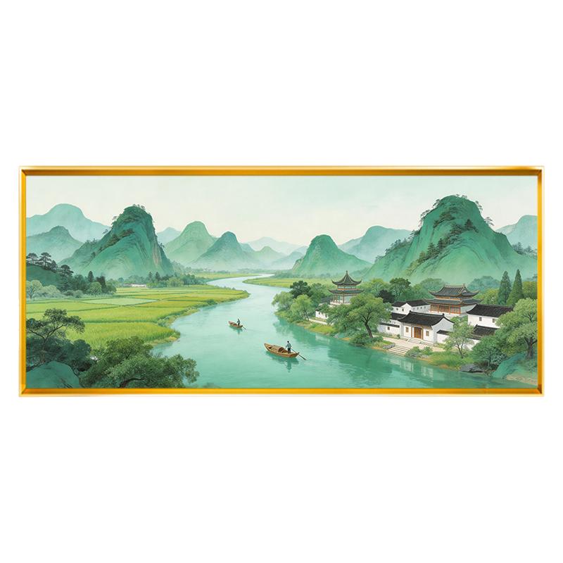 青山绿水风景安居乐业十字绣满绣手工线绣客厅高级感精准印花全绣