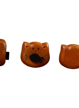 可爱猫咪吃鱼diy木质挂件
