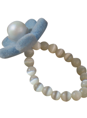 myzoo秋冬季少女蓝色丝绒戒指