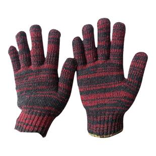 手套劳保加厚耐磨工作修车男白尼龙花色工人工地机械纯棉纱线手套