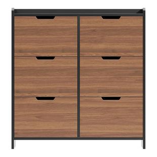 三梦实木中古风超薄鞋柜家用门口胡桃色入户玄关收纳极窄鞋柜室内