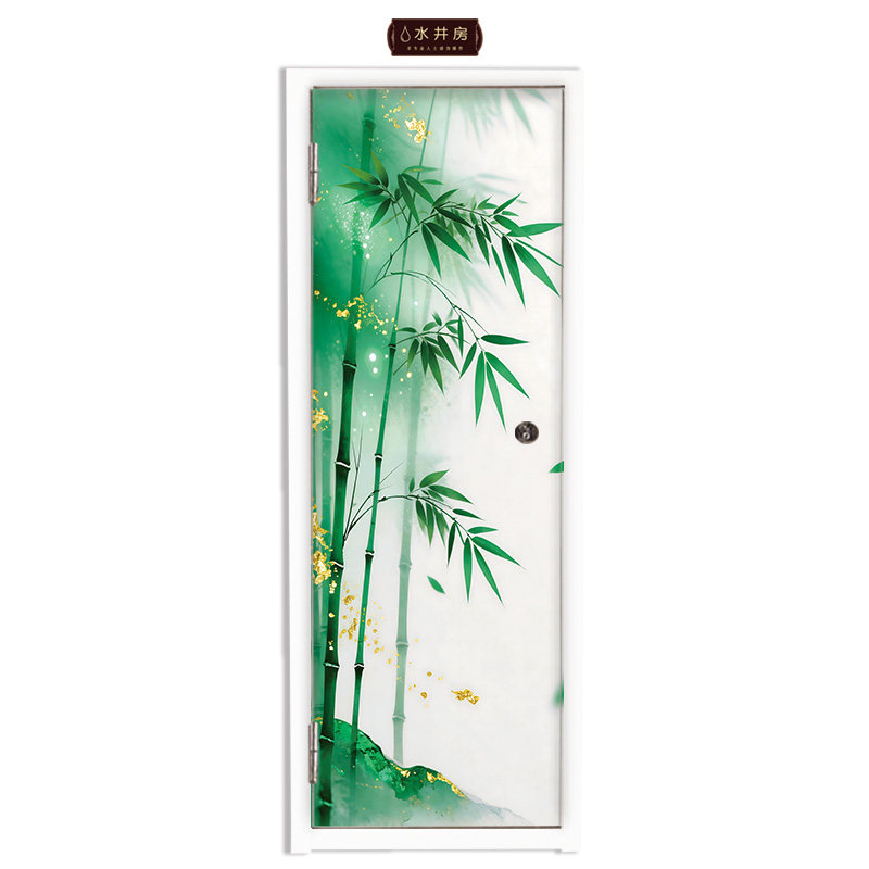 创意光影竹子水井门贴纸自粘定制