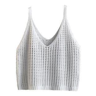 镂空针织衫V领马甲女2026早秋新款韩版纯色宽松减龄叠穿背心吊带