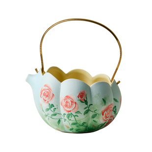 束刻纯手绘玫瑰漫花公道杯防烫铜提梁茶海分茶器精致女士沏茶公杯