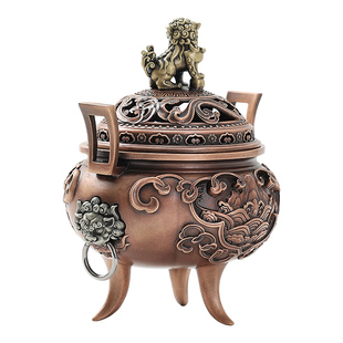 狻猊香炉家用室内熏香紫铜香熏炉檀香沉香盘香炉宣德炉办公室摆件