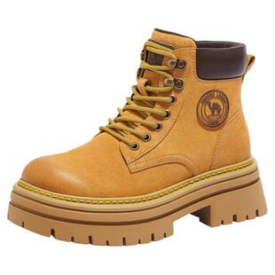 骆驼马丁靴女鞋秋冬工装靴户外登山鞋踢不烂大黄靴短靴子