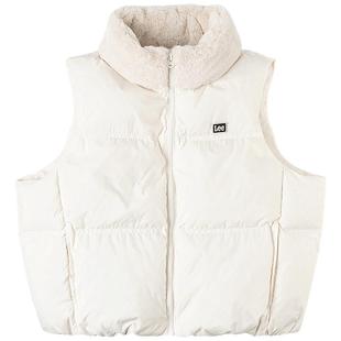 Lee暖fufu商场款25冬新舒适版人造毛立领乳白色女短款羽绒服背心