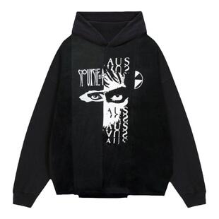 SALVAGES重磅连帽卫衣外穿挺阔拼接涂鸦落肩穿棉上衣新款叠穿内搭