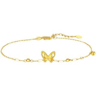 周大生黄金手链女足金5G小仙蝶双层蝴蝶仙子O字链手饰送女友礼物