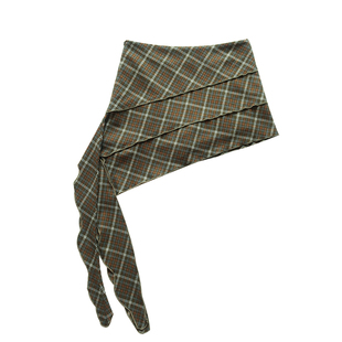 KeepBlue棕绿色不规则设计感格子半身裙春秋裙子高级感超好看半裙