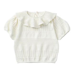 MARLMARL女童日本制T恤夏新款儿童短袖宝宝上衣knit frill blouse