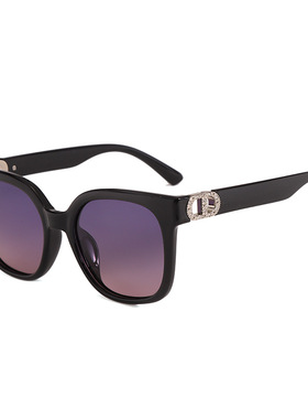 韩系D标镶钻大框偏光防晒墨镜女