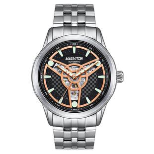 玛斯威顿手表男高级感商务休闲时尚防水全自动镂空机械表男款正品