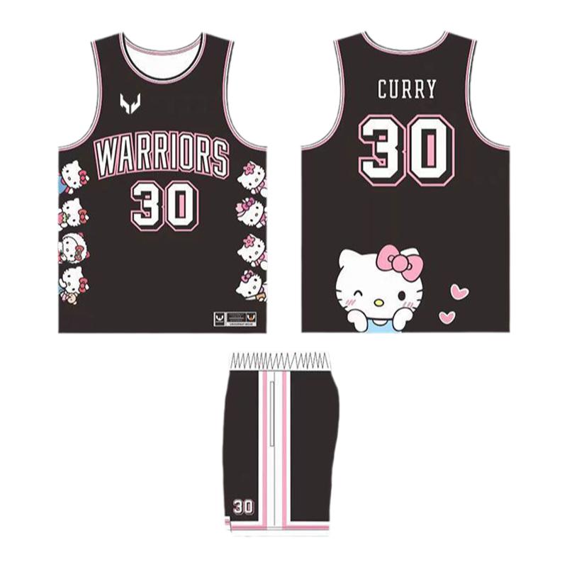 Hello Kitty凯蒂猫篮球服定制学生比赛训练女生 个性无袖球衣套装