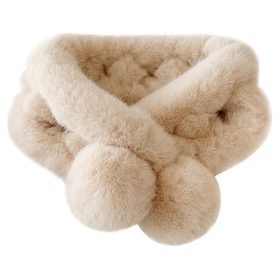 高品质围巾冬季仿皮草交叉球球