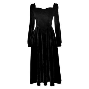 秋冬季新款赫本风连衣裙高级感气质长袖显瘦黑色金丝绒法式裙子女