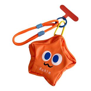 星星包手机挂绳带小包迷你笑脸零钱包手腕绳防丢挂件卡包钥匙扣耳机收纳包手绳腕带可爱儿童小学生挂包斜挎壳