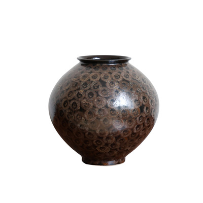 未择家居中古风木雕猫头鹰花器