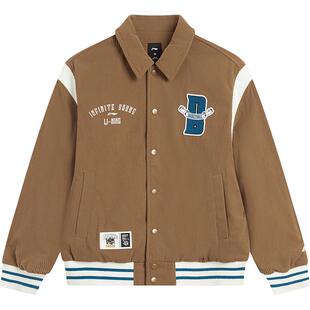 李宁童装棉夹克男大童男孩新款篮球系列外套青少年翻领冬季童装