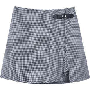 Nice Claup夏新款商场同款高腰格纹松紧弹力裙裤短裙111517020C