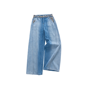 晶咕白标DADATATA【漂渡往事】复古重工美式街头感阔腿牛仔裤女