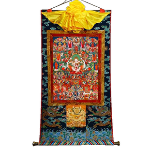 文武百尊矿物颜料唐卡室内家用初吾和娃玄关装饰挂画像壁画现货