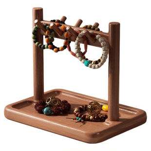 实木首饰收纳盒手串桌面展示架中古风耳钉项链摆放架钥匙玄关摆件