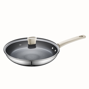 苏泊尔有钛平底锅不粘锅家用不锈钢牛排煎锅不沾炒锅电磁炉煤气用