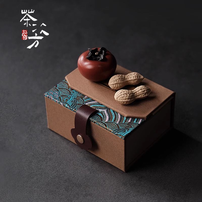 【好柿发生】紫砂花生好茶养摆件柿茶宠工仿真可成双手柿子变色玩