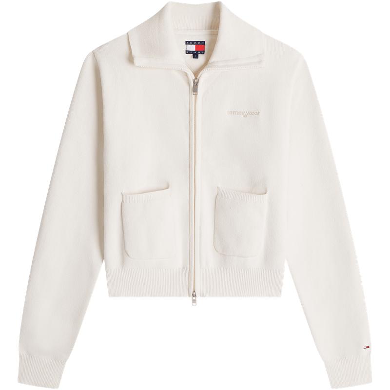 Tommy女装简约口袋宽松翻领开衫