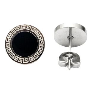 谢霆锋陈伟霆同款银色潮男树脂耳钉雕刻花纹长成纹女细针圆形耳环