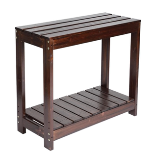 户外实木多层花架靠墙置物架阳台落地式防腐木可移动花架子鱼缸架