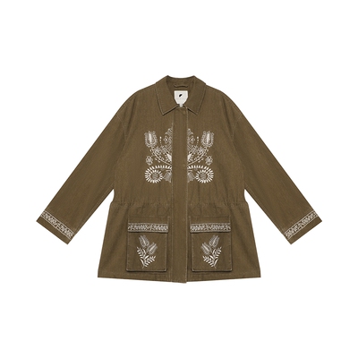 纯棉 半圆女装[复古2026春秋宽松休闲老钱风穿搭绣花衬衫式外套女