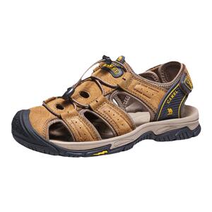 骆驼男鞋2024夏新款户外时尚运动休闲包头凉鞋男款真皮防滑沙滩鞋