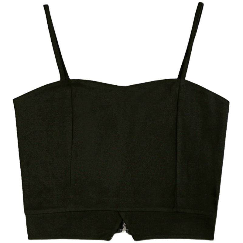 弥古黑色带胸垫吊带背心西装内搭女夏季打底修身白色抹胸短款上衣