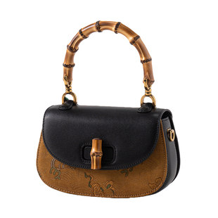 2026新款国风香云纱手提包竹节马鞍包桑蚕丝女士包送长辈妈妈礼物