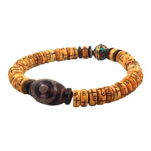 POHIER原创设计天然牦牛骨手链绿松石天珠玛瑙手工佛珠手链情侣