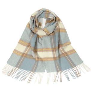 上海故事绵羊毛羔毛格子180*30cm时尚冬季保暖长款红色围巾男女款