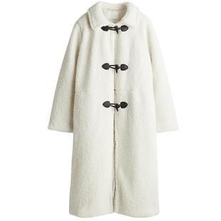 HM女装毛呢外套冬季户外通勤时尚简约保暖长款大衣1241734