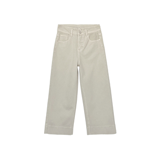 重工三车线！~卡其色直筒牛仔裤女春季新款弹力九分宽松阔腿裤子