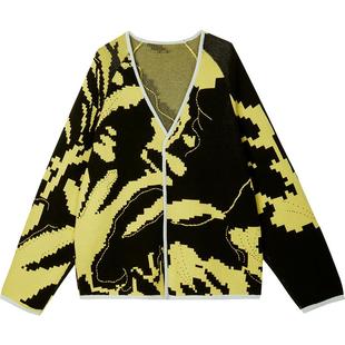 速写outlets奥莱男装早春折扣新款毛衫外套拼接V领开衫休闲舒适潮