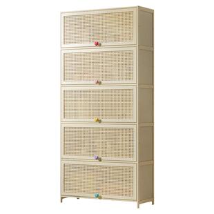 奶油风厨房置物架落地多层置物柜家用多功能收纳架子储物柜碗橱柜