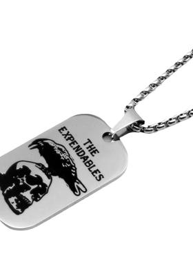 欧美复古骷髅军牌钛钢潮流吊坠