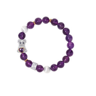 慈善款《查理国王》复古设计感狗狗可爱白紫水晶纯银手串手链女