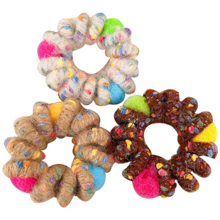 毛绒电话线发圈高弹力秋冬不伤发发绳皮筋扎头2025新款头绳女发饰