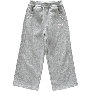 洋气童装春款儿童女童窄版直筒裤子宝宝中大童卫裤长裤薄绒运动裤