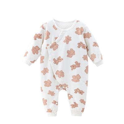 娃丽比婴儿连体衣长袖夹棉春秋冬