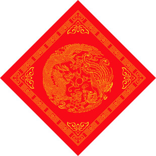 全年红加厚手写对联纸龙凤瓦当洒金边框空白春联纸大红纸龙门对联