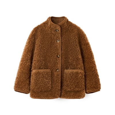 儿童羊羔毛皮草外套中长款